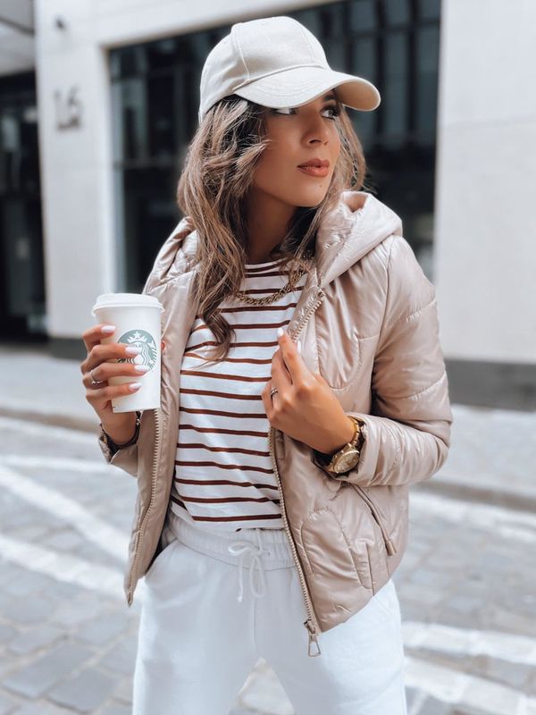 DStreet Sportowa kurtka damska pikowana LILYWOOL kamelowa Dstreet