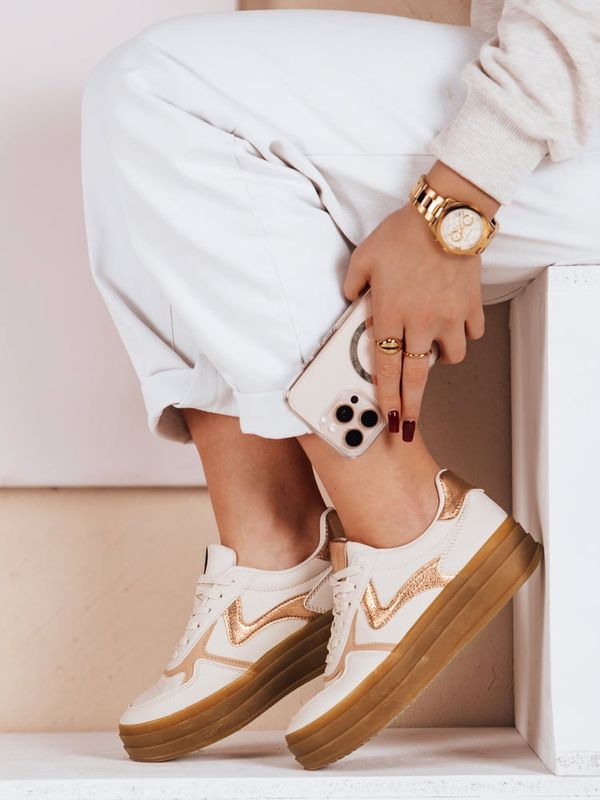DStreet Sportowe sneakersy damskie SPARKSOLO beżowe Dstreet