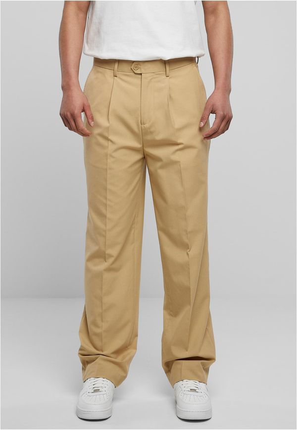 Urban Classics Straight pleated trousers in beige