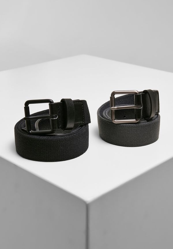 Urban Classics Stretch Basic Belt 2-Pack Black/Charcoal