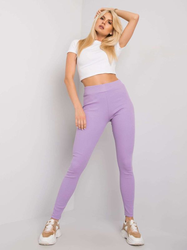 Fashionhunters Striped light purple leggings