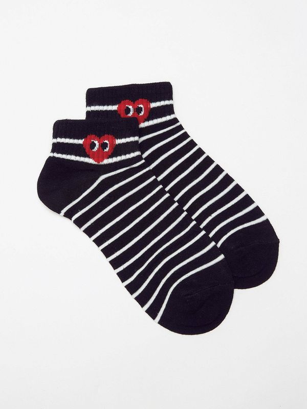 Yups Striped socks with red heart black