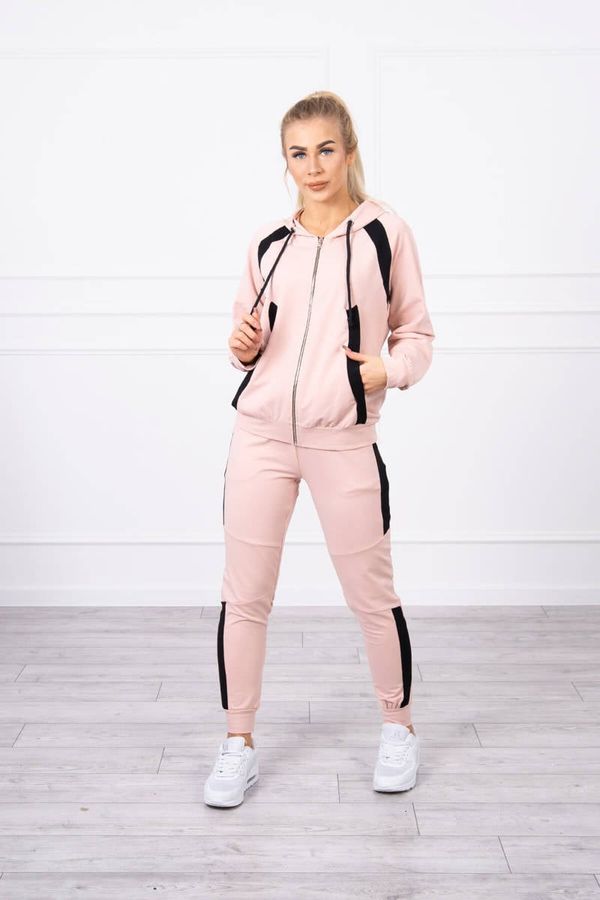 Kesi Striped sports set in dark powder pink