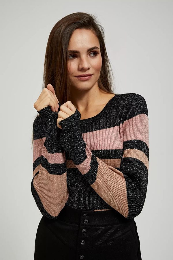 Moodo Striped sweater with metallic thread