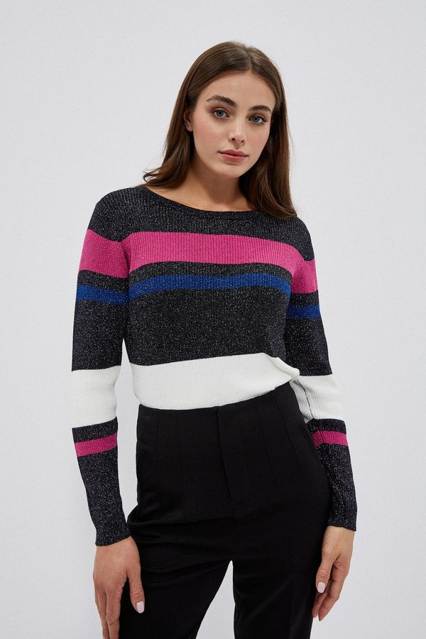 Moodo Striped sweater with metallic thread