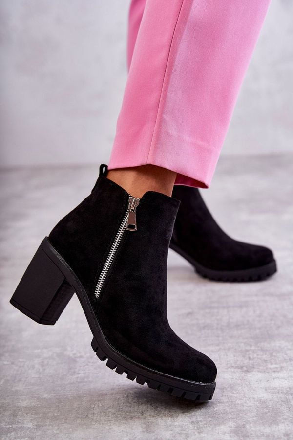 Kesi Suede high-heeled boots with zipper Black Sevione