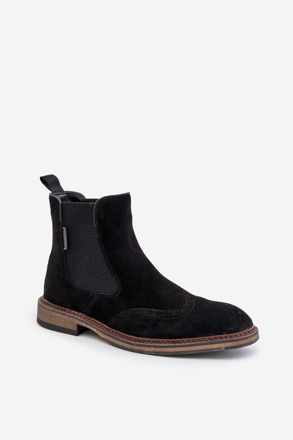 BIG STAR SHOES Suede Men's Ankle Boots Chelsea Big Star Black