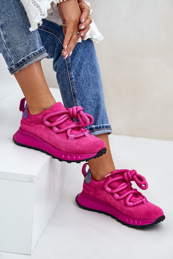 Kesi Suede Women's Thick Lacing Sneakers Artiker Fuchsia