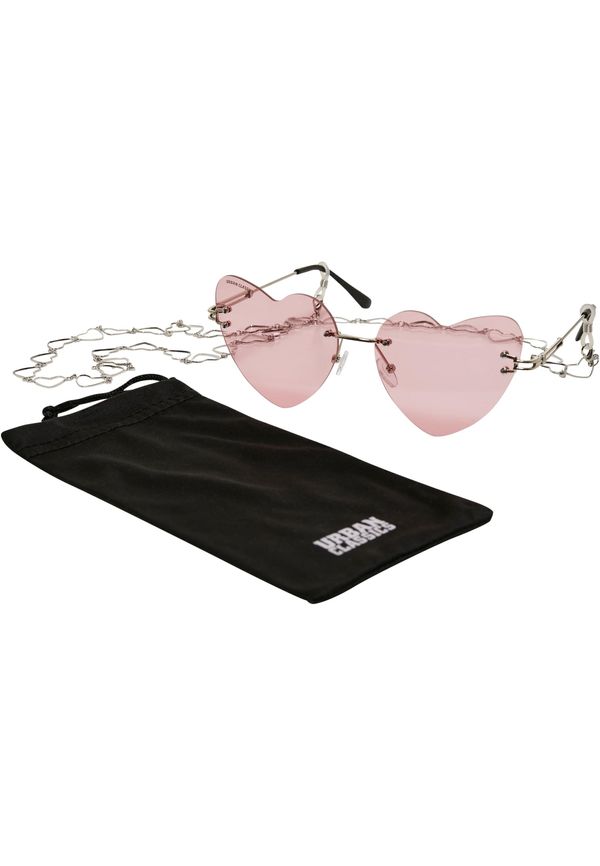 Urban Classics Sunglasses heart with chain - rose