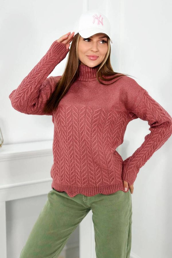 Kesi Sweater with decorative ruffle dark pink