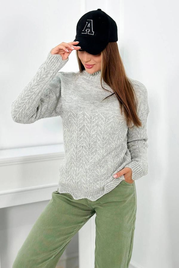 Kesi Sweater with decorative ruffle in gray color