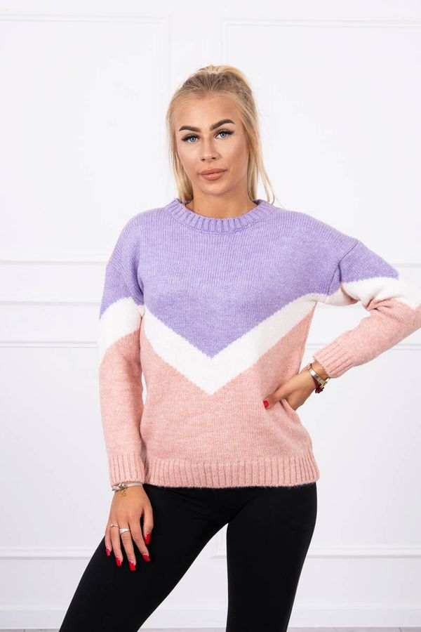 Kesi Sweater with geometric patterns purple + powder pink