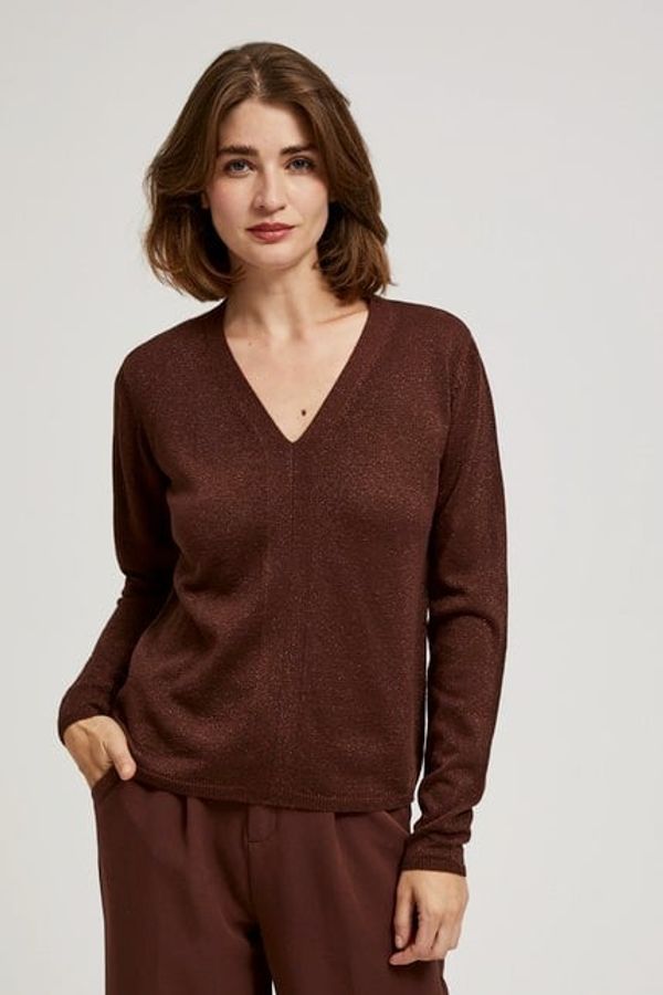 Moodo Sweater with metal thread and V-neck