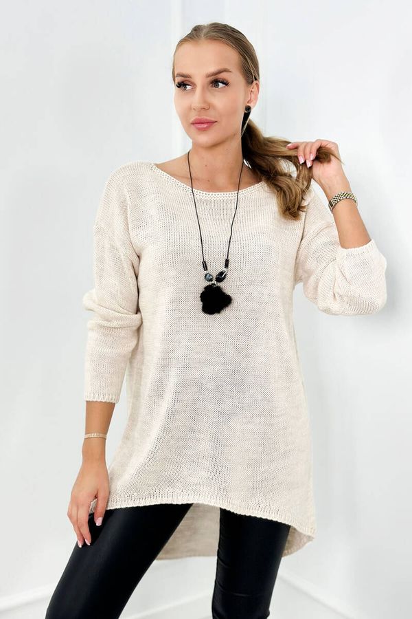 Kesi Sweater with necklace light beige