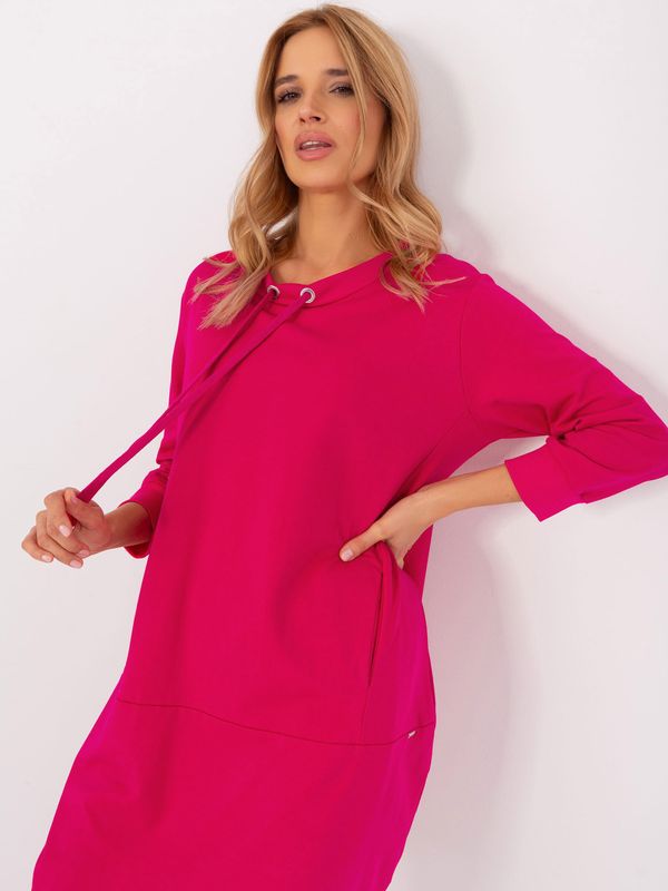 Fashionhunters Sweatshirt dress made of fuchsia cotton