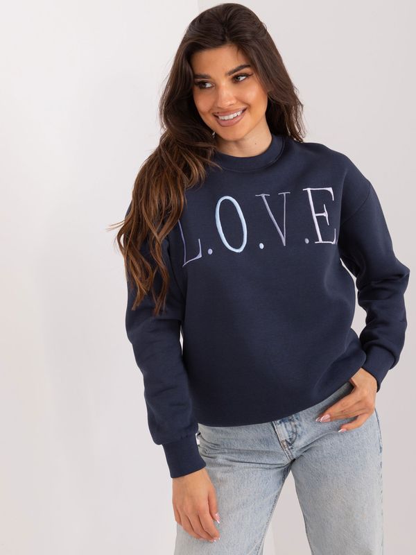 Fashionhunters Sweatshirt in navy blue with colorful lettering