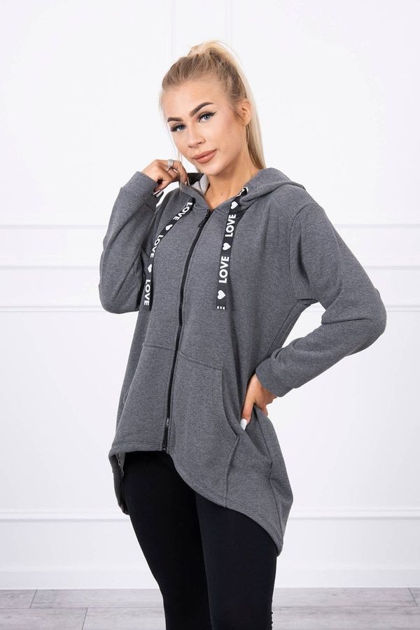 Kesi Sweatshirt with a long back and a graphite hood