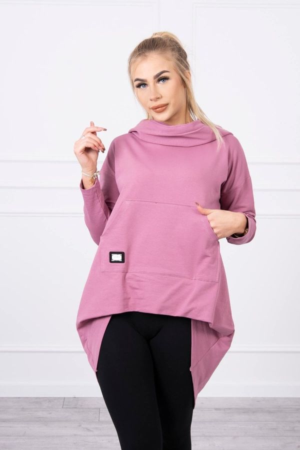 Kesi Sweatshirt with long back and hood dark pink