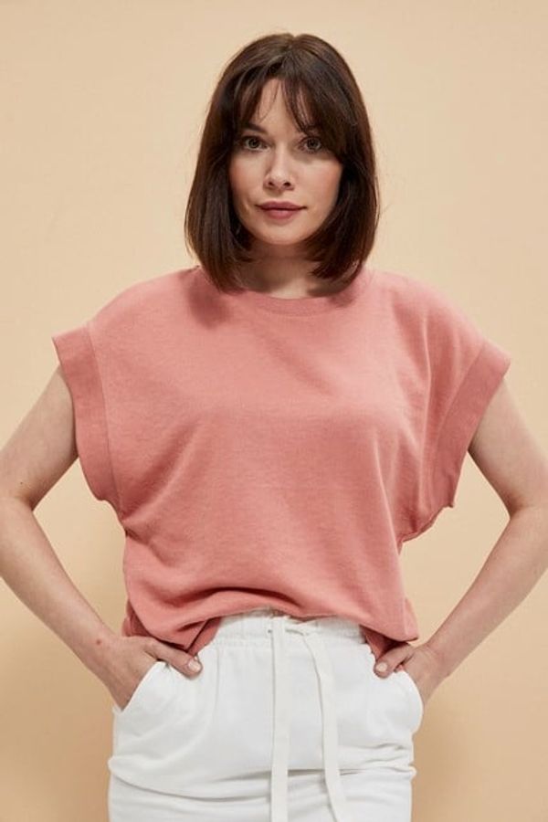 Moodo Sweatshirt with short sleeves - coral