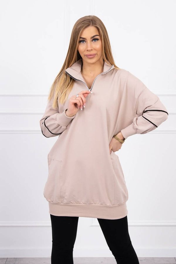 Kesi Sweatshirt with zipper and pockets beige