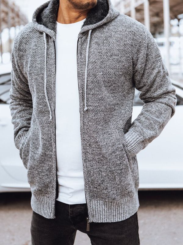 DStreet Sweter męski ocieplany jasnoszary Dstreet