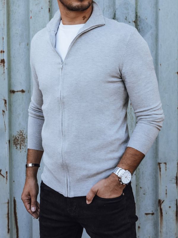 DStreet Sweter męski rozpinany jasnoszary Dstreet