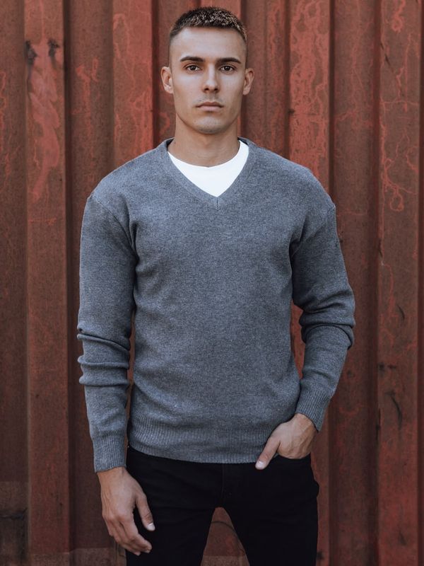DStreet Sweter męski w serek ciemnoszary Dstreet