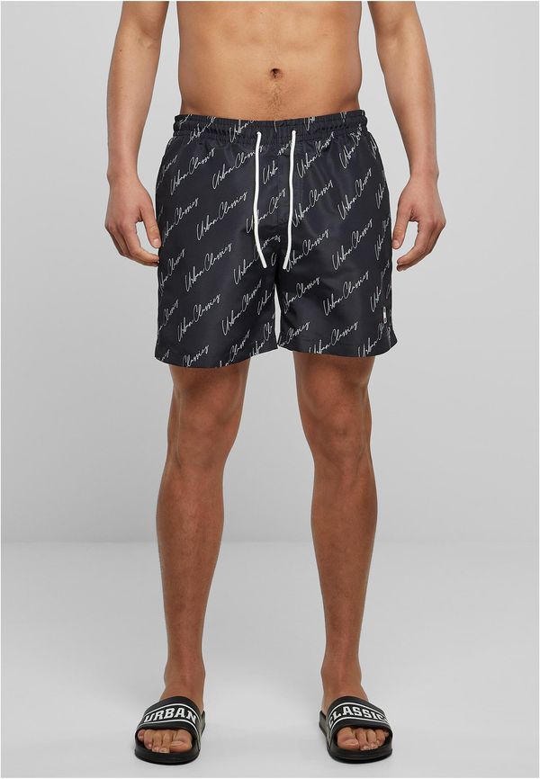 Urban Classics Swim shorts pattern blackscriptlogo