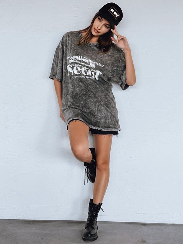 DStreet T-shirt damski MIZGAS grafitowy Dstreet