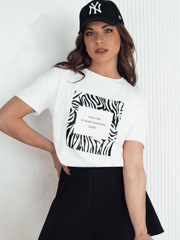 DStreet T-shirt damski z nadrukiem TEBOHON biały Dstreet