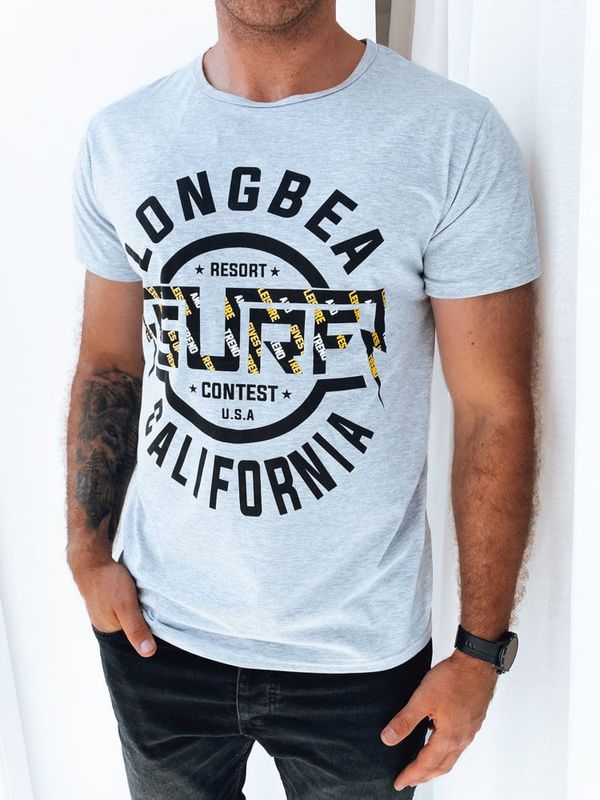 DStreet T-shirt męski z nadrukiem jasnoszary Dstreet