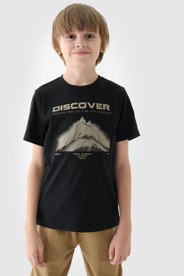 4F T-Shirt With Print For Boy 4F Black 4FJWAW24TTS