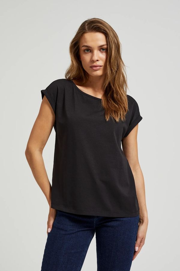 Moodo T-shirt with round neckline, black