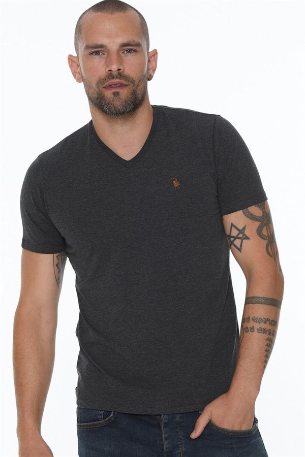 dewberry T8568 DEWBERRY V-NECK MEN'S T-SHIRT-ANTHRACITE