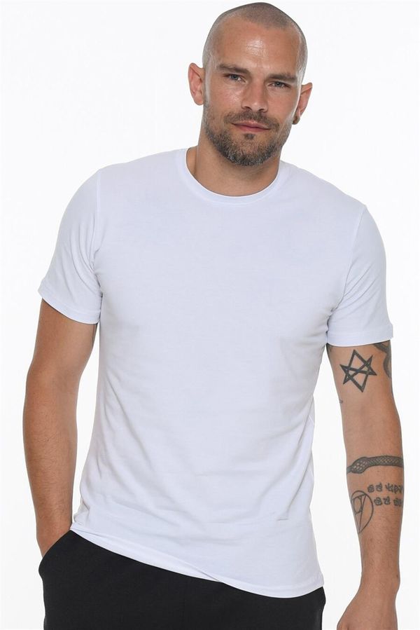 dewberry T8569 DEWBERRY BICYCLE COLLAR MEN'S T-SHIRT-WHITE OPTICAL