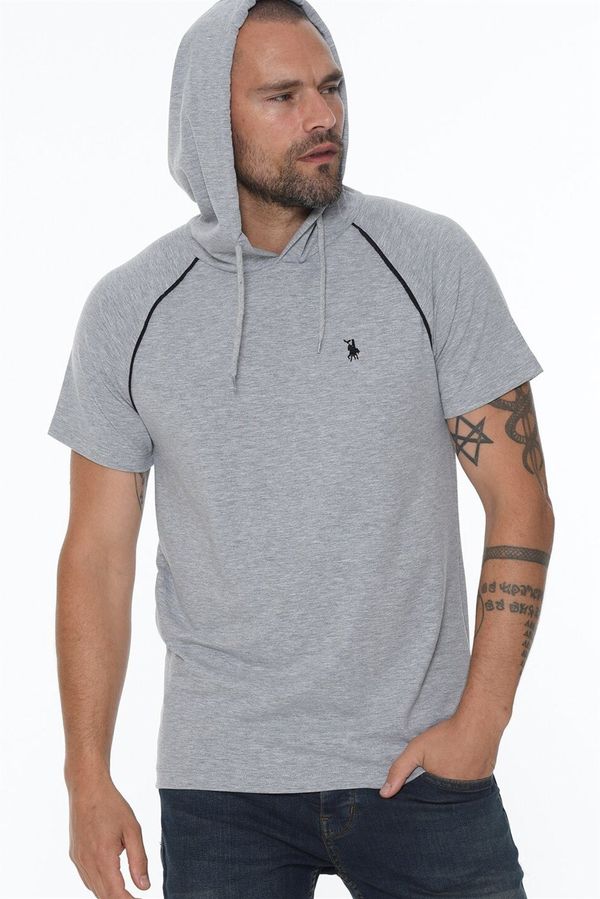 dewberry T8570 DEWBERRY HOODED MEN'S T-SHIRT-GREY