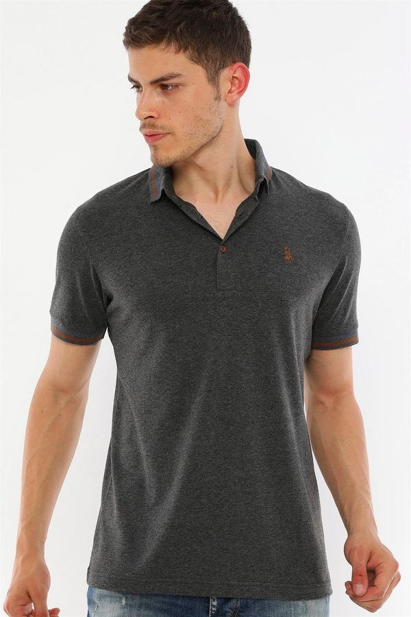 dewberry T8586 DEWBERRY MEN'S POLO NECK T-SHIRT-BLACK