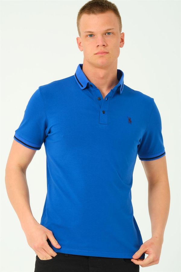 dewberry T8586 DEWBERRY MEN'S POLO NECK T-SHIRT-SAX-2