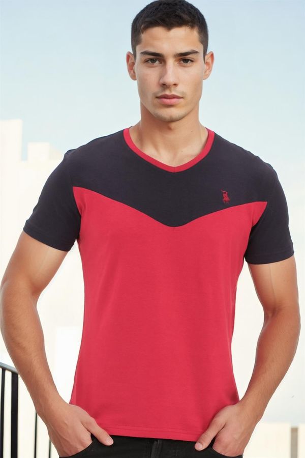 dewberry T8591 DEWBERRY MENS T-SHIRT-DARK BURGUNDY