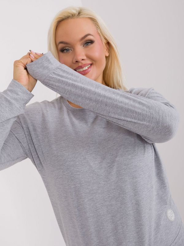 Fashionhunters Taller size cotton blouse in melange gray