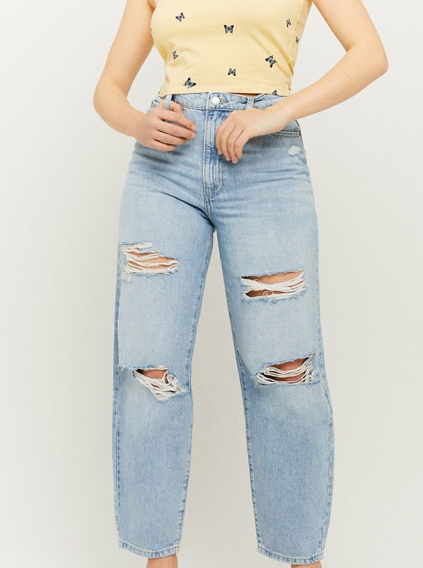 TALLY WEiJL TALLY WEiJL Light blue trimmed straight fit jeans with tattered effect TALLY - Women