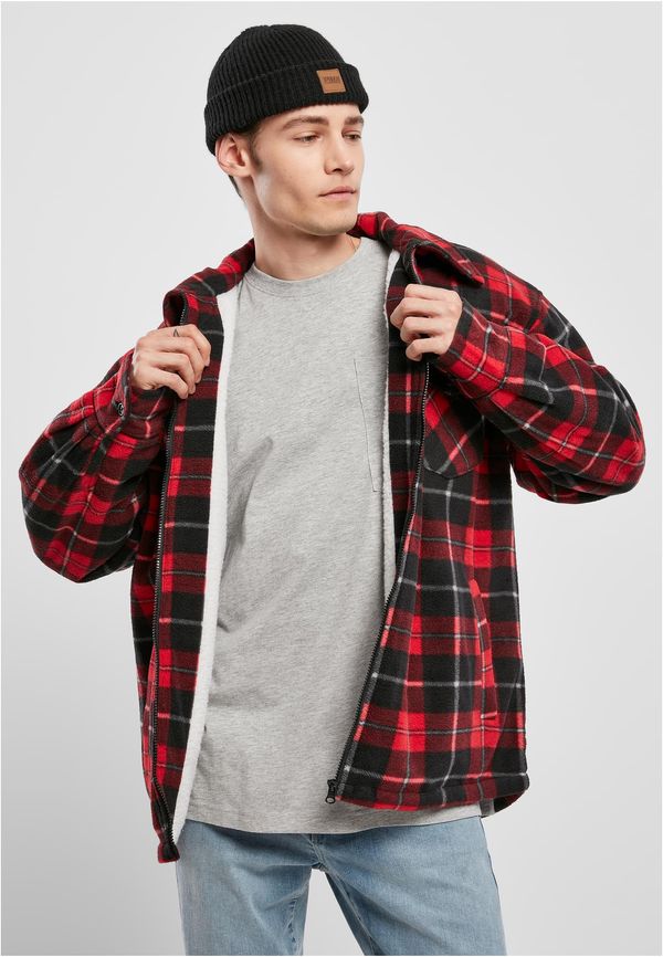 Urban Classics Teddy lined plaid jacket red/black