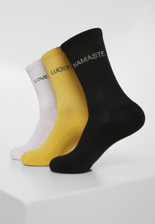 Urban Classics Accessoires Text Socks 3-Pack Black/White/Yellow
