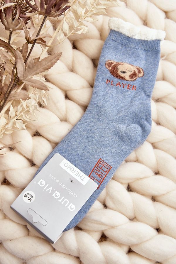 Kesi Thick cotton socks with a blue teddy bear