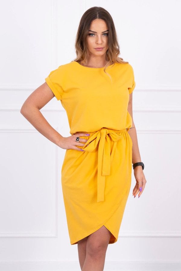 Kesi Tied dress with clutch bottom mustard