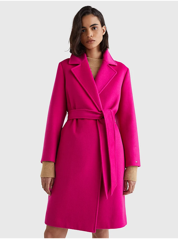 Tommy Hilfiger Tommy Hilfiger Coat - WOOL BLEND DB BELTED pink