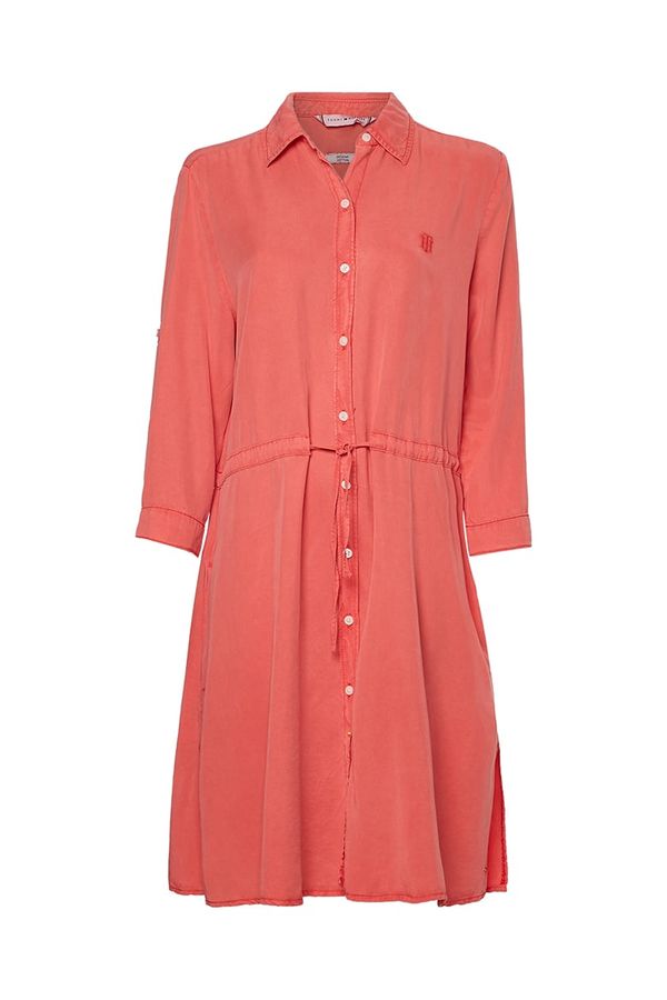 Tommy Hilfiger Tommy Hilfiger Dress - TENCEL GMD KNEE SHIRT DRESS 3/4 orange