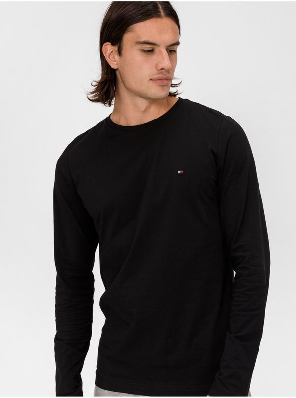 Tommy Hilfiger Tommy Hilfiger Men's Black T-Shirt Stretch Slim Fit Long Sleeve Tee - Men's