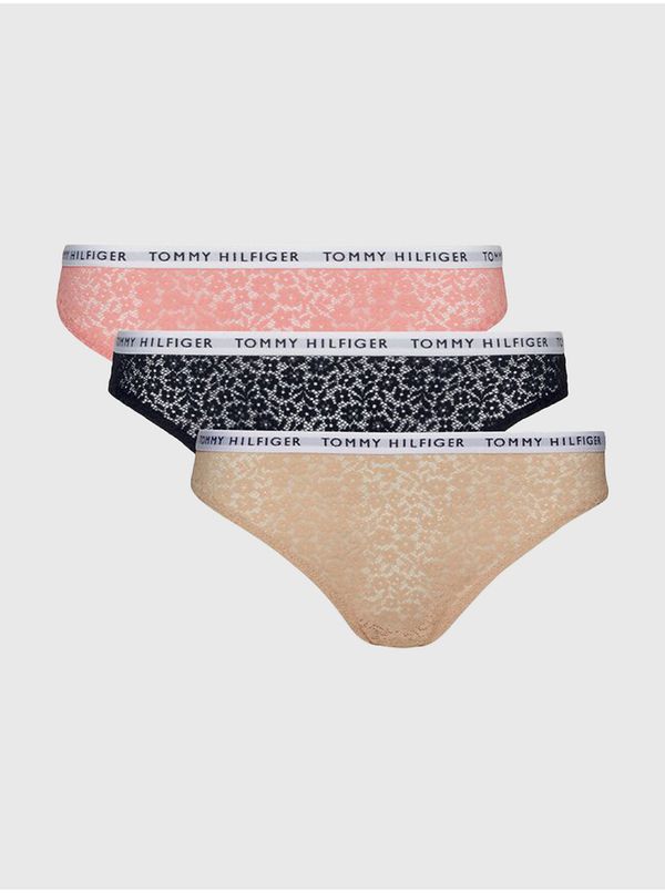 Tommy Hilfiger Tommy Hilfiger Set of three women's lace panties in black, pink and beige ba - Ladies