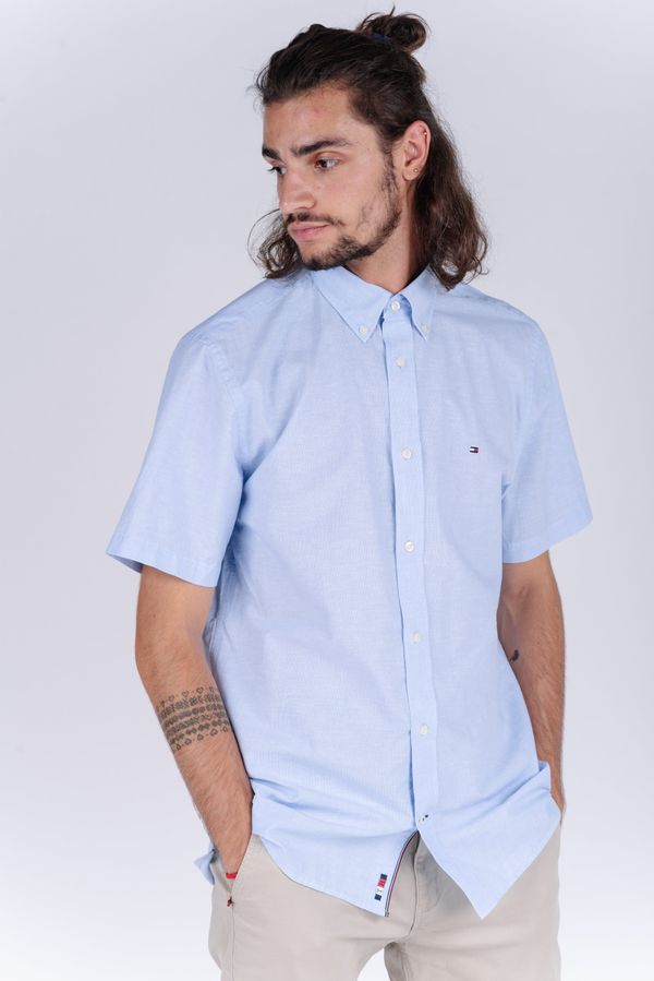 Tommy Hilfiger Tommy Hilfiger Shirt - FLEX CO/LI PINSTRIPE SHIRT S/S pale blue